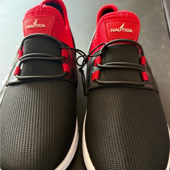Nautica Black and Red Velcro Athletic Sneakers - Picture 2 of 6